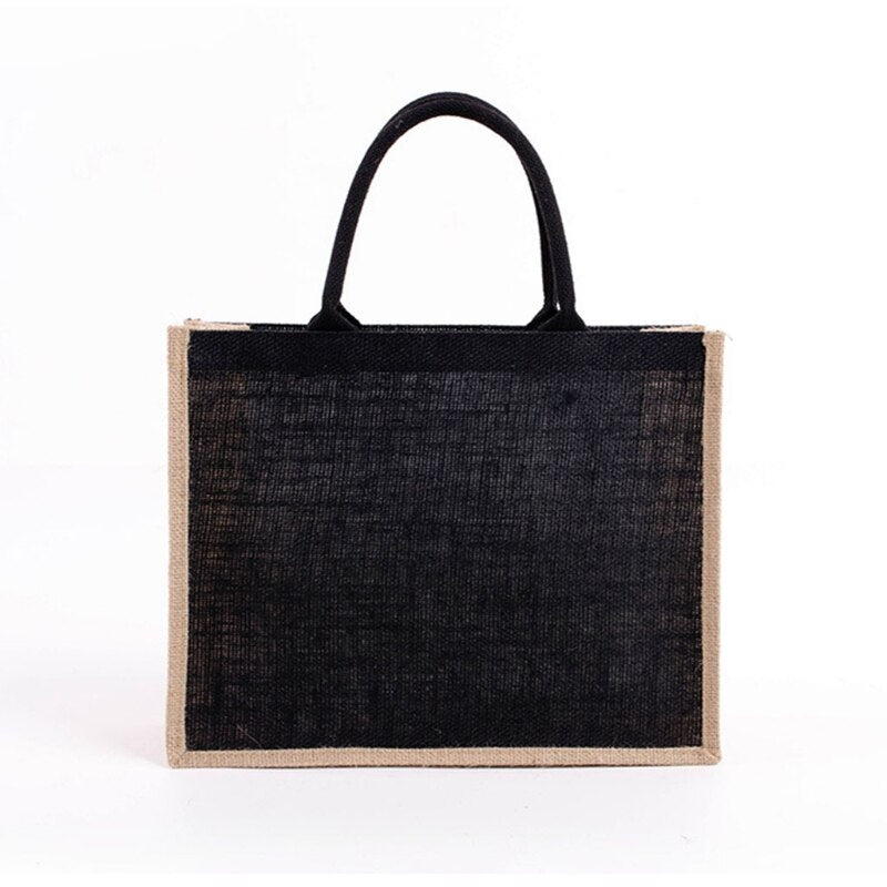 Reusable Jute Tote Bag Eco Friendly Burlap Grocery Bags for Shopping Beach