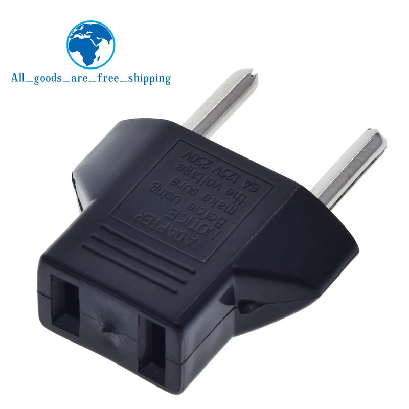 TZT Universal US To EU Plug USA To Euro Europe Travel Wall AC Power Charger Outlet Adapter Converter 2 Round Socket Input Pin