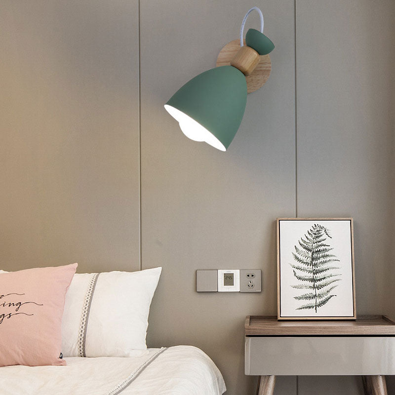 Creative wooden Simple LED wall light Reading Bedroom Bedside Lighting study Children room macaron color wall lamp