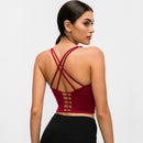 SHINBENE UPATED 2.0 Gym Running Crop Tops Women Soft Nylon Fitness Yoga Sport Bras Tops Anti-sweat Padded Workout Brassiere