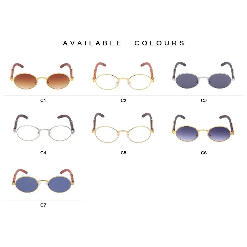 Round Vintage Steampunk Sunglasses for Women Luxury Brand Wood Fashion Glasses Shades