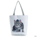 New Lady Tote Bags Black White Cute Cat Printed Fabric Eco Handbag High Capacity Shopping Office Reusable Casual Shoulder Bag