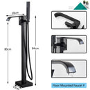 Black Bathtub Shower Faucet Bathroom Brass Square Floor Standing Bathtub Faucets Waterfall Hot Cold Water Mixer Tap