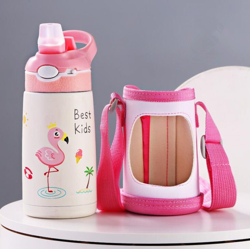 400ML Children Thermos Water Bottle Kids Thermos Mug Baby Duck Billed Straw 316 Stainless Steel Vacuum Flasks Tumbler Thermo Cup