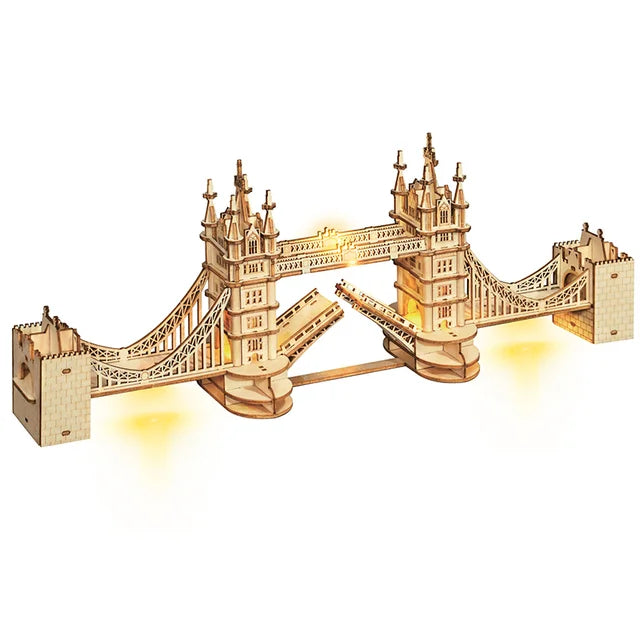 Robotime 3D Puzzle Wooden Kits DIY Tower Bridge Big Ben Set  Eiffel Tower Model Kit Home Decor Birthday Gifts