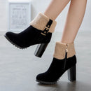 BLXQPYT New Big Size 33-50 Winter warm Ankle Boots Women zipper High Heels 9cm Pumps Party Wedding snow boots Shoes woman t3-5