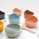 New Colors Feeding Set Food Grade Silicone Baby Bowl Set Non-silp Suction Bowl Spoon Kids Dinnerware BPA Free Tableware Dropship