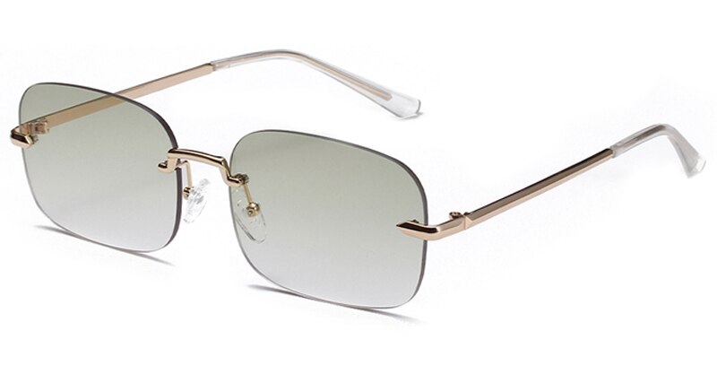 Peekaboo gold square frame sunglasses rimless men metal grey green retro sun glasses for women frameless uv400 light color