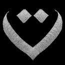 TREAZY Luxury Silver Color Crystal Choker Necklace Earrings Jewelry Set for Women Heart Tassels Bridal Wedding Jewelry Sets