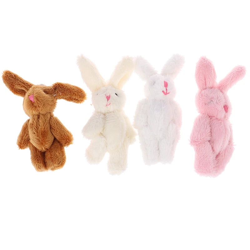 5pcs 6cm Soft Mini Joint Rabbit Pendant Plush Bunny For Key Chain Bouquet Toy Doll DIY Ornaments Gifts 4colors
