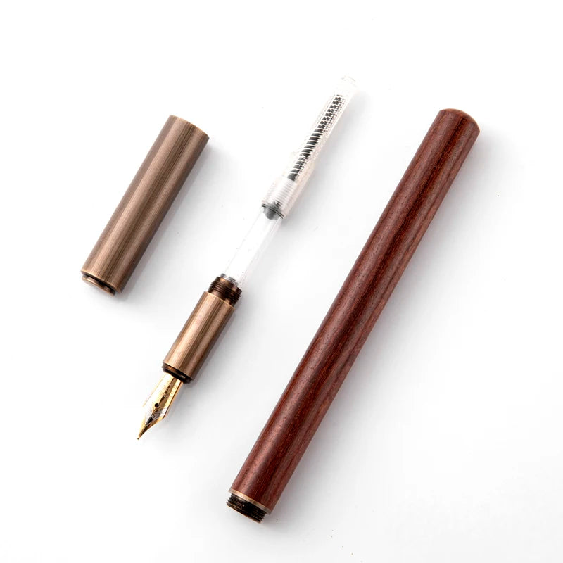 Retro Metal Fountain Pen 0.5mm Vintage Wooden Writing Pens For Students Art Calligraphy Pens Business Gifts Stationery Supplies