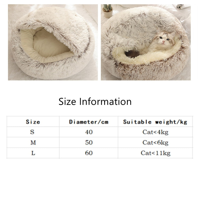 Pet Dog Bed Cat Bed Round Plush Cat Warm Bed House Soft Long Plush Bed For Small Dogs For Cats Nest 2 In 1 Cat Bed