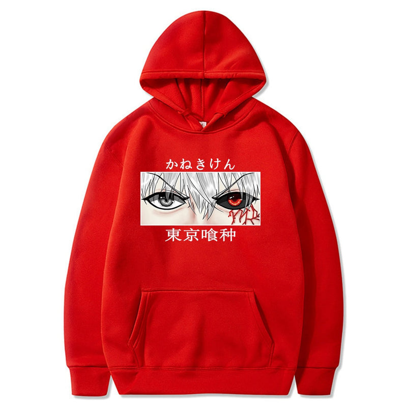 Tokyo Ghoul Kaneki Eyes Horror Printed Hoodies Cozy Tops Pullovers Hooded Sweatshirts