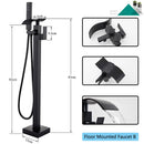 Black Bathtub Shower Faucet Bathroom Brass Square Floor Standing Bathtub Faucets Waterfall Hot Cold Water Mixer Tap