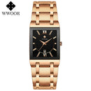 WWOOR Ladies Watch Top Brand Japanese Quartz Watches Square Black Gold Watch Stainless Steel Waterproof Fashion Women Wristwatch