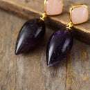 New Elegant Women Earrings Bold Fashion Stud Earring Amethyst Teengirls Luxury Jewelry Bijoux Wholesale