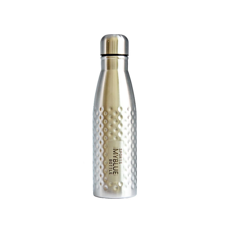 Brand Design Single Wall Stainless Steel Sports Water Bottle BPA Free Portable GYM Cola Flask Hammer Point Shaker Kettle