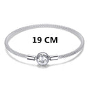 BISAER 100% 925 Sterling Silver Basic Snake Chain Zircon Bracelets Blue Demon Eye Bracelet & Bangles Charm Sizes 17–21 Jewelry