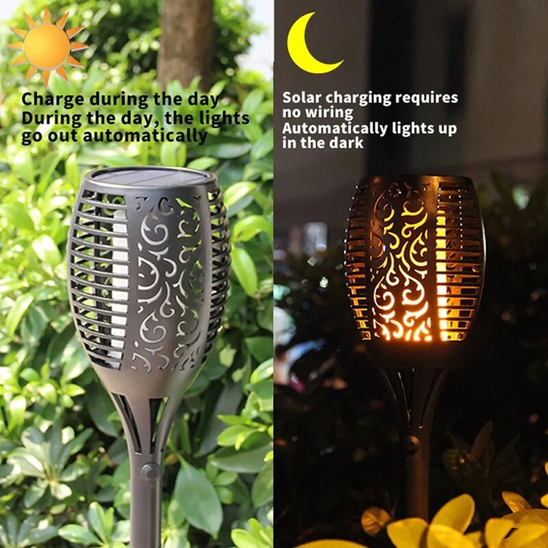LED Solar Lamp Outdoor Waterproof Flame Torch Light for Gazebo Villa Yard Landscape Lamp Garden Decoration Solar Lawn Light