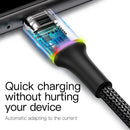 Baseus Micro USB Cable 2A 3A Fast Charging Charger With LED Lighting Mini usb Cable 3M For Xiaomi Android Mobile Phone Wire Cord