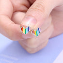 Neu eingetroffen: Süße Regenbogenherz-Ohrstecker für Damen und Mädchen, Emaille, winzig, 925er Sterlingsilber, modisch, fein, Bijoux