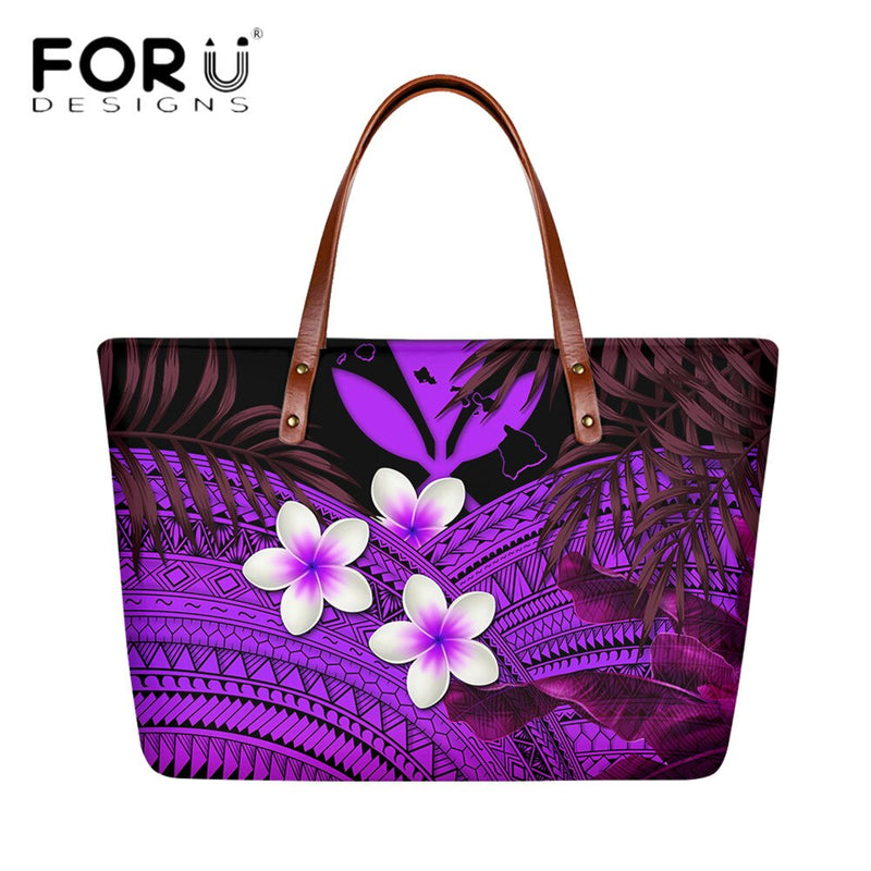 FORUDESIGNS High Quality Women Handbag Polynesian Pattern Hibiscus Flower Printing Personal Luxury Female Shoulder Bolsas