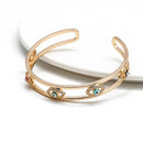 Glücksbringer Offene Manschettenarmreif Goldfarben Kupfer Mehrfarbiger Türkischer Böser Blick Armreif für Frauen Mädchen Modeschmuck BD168