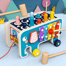 Colorful Wooden Whack-A-Mole Game Early Educational Toys Kids Musical Bus Baby Girl Boy Toys Hand Knocking Hamster Montessori