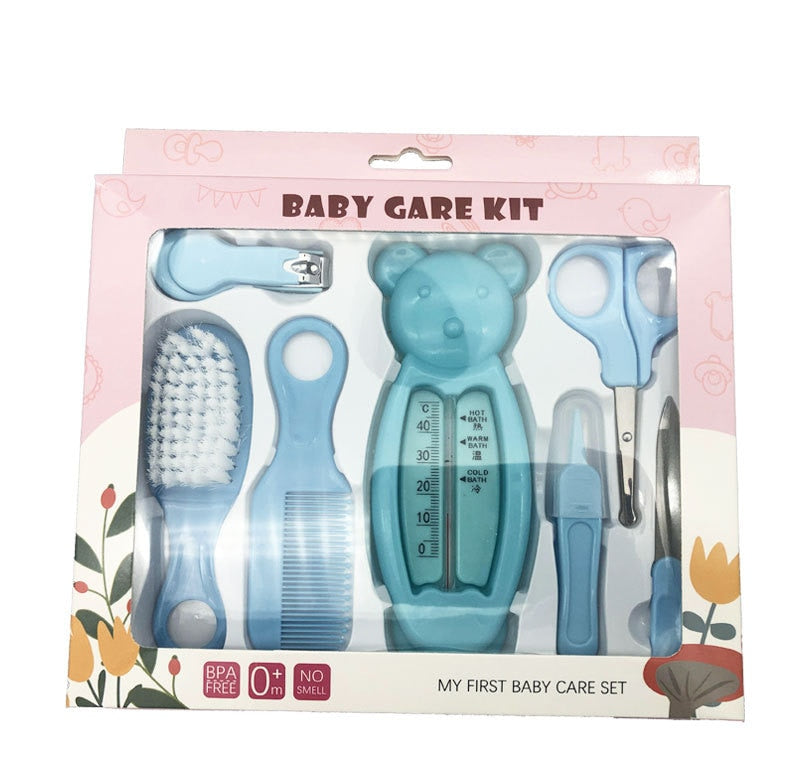 Multi-piece baby care set newborn hair trimmer nail thermometer beauty brush set scissors comb teether function children's wash