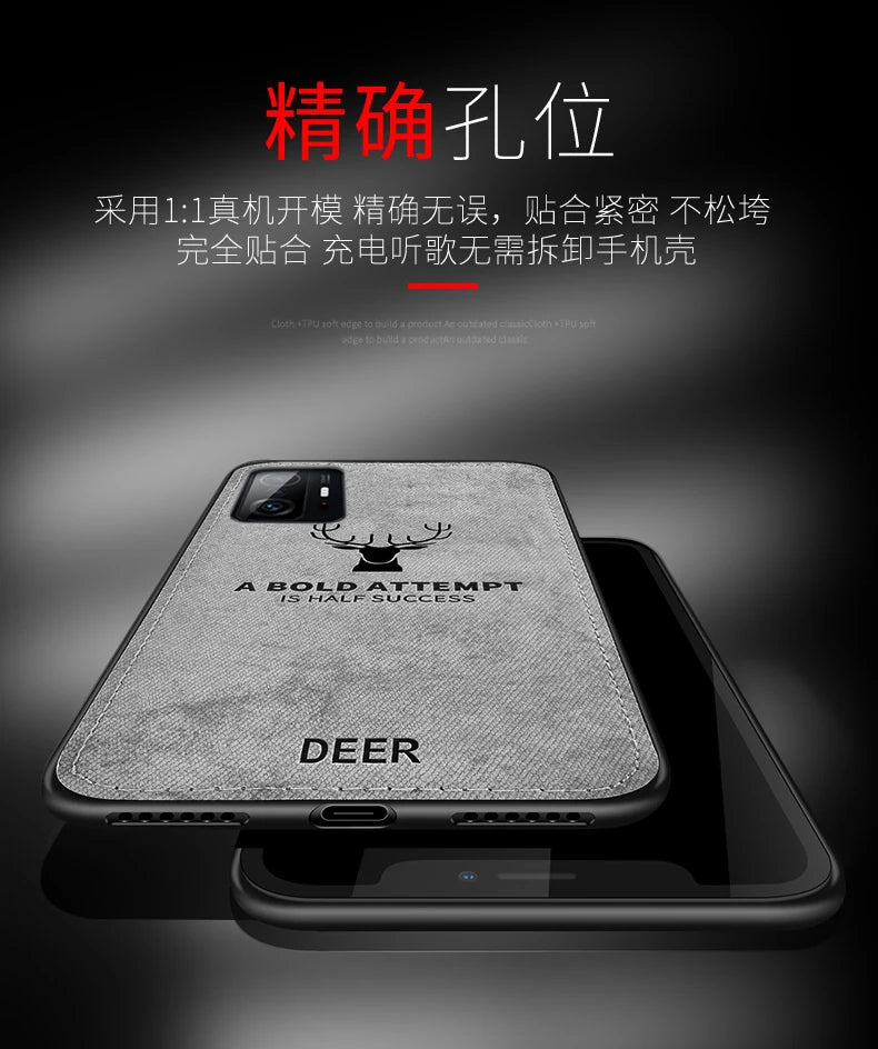 For Xiaomi Mi 11T Pro Case Luxury Soft STPU+Hard fabric Deer Protective Back Cover Case for xiaomi mi 11t mi11t pro phone shell