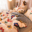 60Solid Colors Wine Flower Red Quilt Cover Luxury Bedding Set Velvet Duvet Cover Snow Fleece Thickened 150x200 220x240 For Women