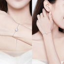 BISAER 925 Sterling Silver Round Lucky Blue Evil Eyes Love Heart Open Cuff Bangles Women &amp; Girl Silver Bracelets Fashion Jewelry