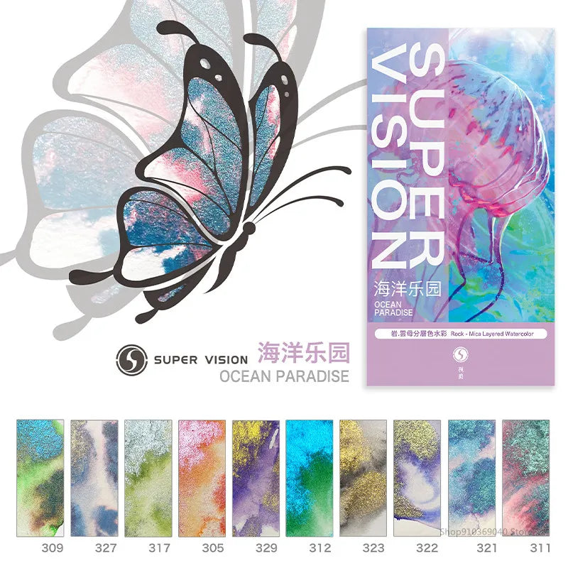 Super Vision Mica Chameleon Layered Color Metallic Watercolor Paint Hand-painted Flash Pigment Pearlescent Acuarelas Nail Art