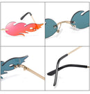 2022 Neue Mode Feuer Flamme Sonnenbrille Damen Herren Marken-Design Randlose Wellen-Brille Luxus Trend Schmale Sonnenbrille Streetwear