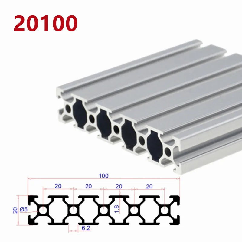 1/2pcs/lot 2020 2040 2060 2080 20100 Aluminum Profile Extrusion 100mm-500mm Length Linear Rail For DIY 3D Printer Workbench CNC