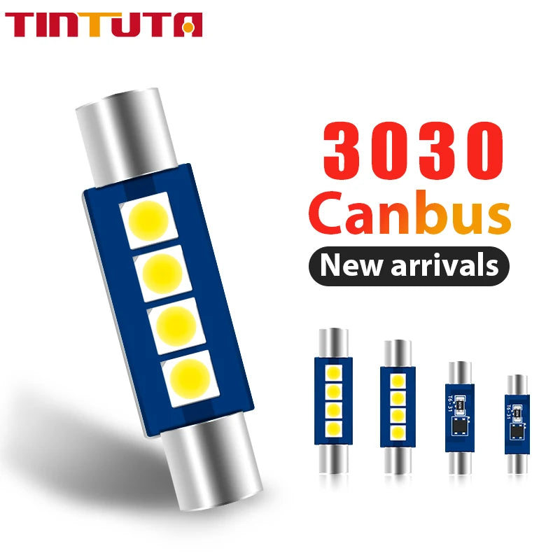 10pcs Festoon Light C5W T6 Car Led 28MM 30MM Led Bulbs 3030 Canbus Interior License plate Lamp 12V Light Source White Car Bulbs