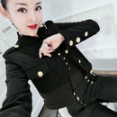 3XL!spring autumn fashion black short jacket women stand collar single breasted top coat