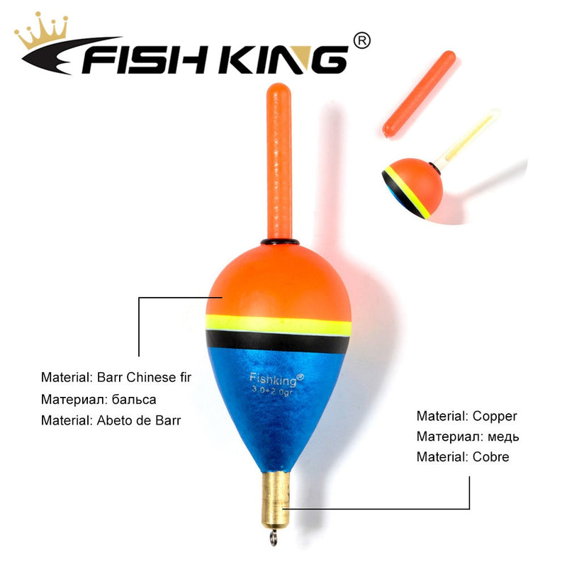 FISH KING 5pcs Barguzinsky Fir Float 2.0+2.0gr/3.0+2.0gr/4.0+2.0gr/5.0+2.0gr Copper Fishing Float Vertical Buoy Fishing Tackle