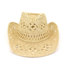 BUTTERMERE Stroh Sommerhut Damen Sonnenhut Handgestrickt Western Cowboy Cowgirl Hut Hohl Khaki Damen Herren Unisex Sonnenhut