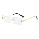 HBK Blue Rimless Sunglasses Women 2021 Retro Style Small Rectangle Gold Red Metal Chain Sun Glasses Square Frameless For Men