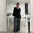 Wide Leg Pants Womens Hot Sale Summer Fall Chic High Waist All-match Teens Streetwear Ins Trendy Harajuku Plaid Womens Trouser