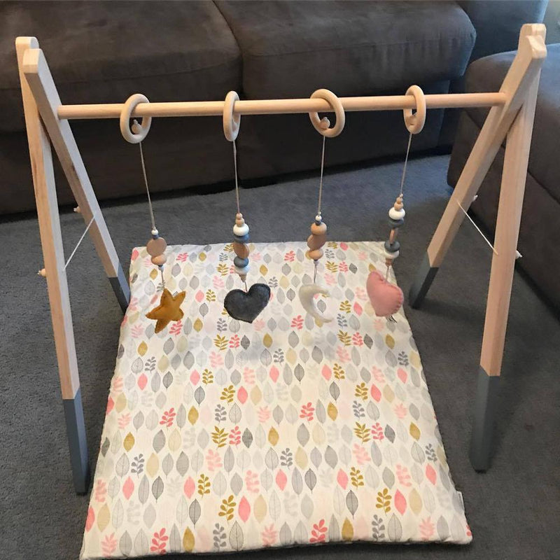 Nordic Style Wooden Baby Gym Nursery Sensory Toys Gantry Foldable Baby Play Gym Frame Activity Center Hanging Bar Newborn Gift