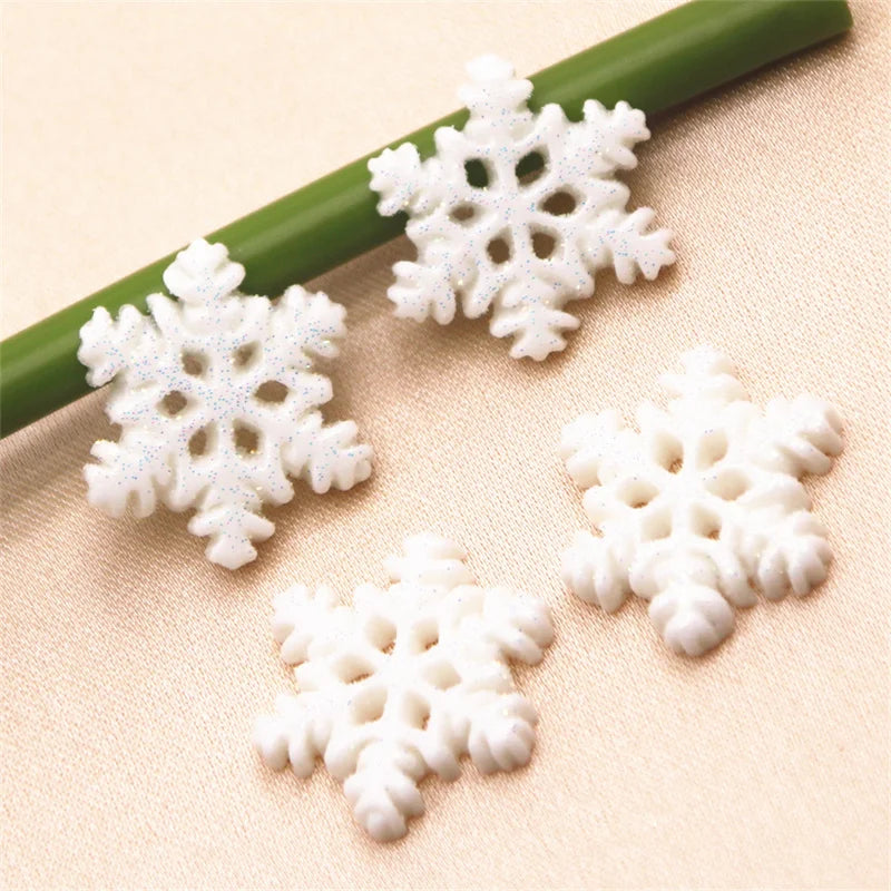 20pcs Christmas Snowflake Resin Flatback Cabochon Art Supply Decoration Charm DIY Craft 20mm