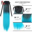 Leeons Synthetic Hair Ponytail Long Straight Around Clip In Ponytail Hair Extension Ombre Blue Hair Cosplay Party Ponytail