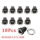 10Pcs DC Power Jack Socket Connector 5.5*2.1mm 3.5x1.3mm Male Female DC005 DC022 DC099 DC plug socket Nut Panel Mount Adapter