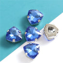 12mm Crystal Triangle Shape Glass Sew On Rhinestones With Silver Claw Sew on Beads for Clothing Accessories Shoes Diy