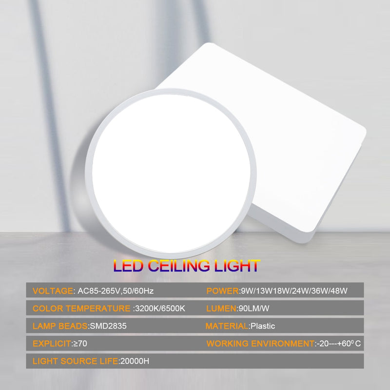 LED Panel Lamp LED Ceiling Light AC 85-265V 48W 36W 24W 18W 13W 9W 6W Home Lighting Bedroom Living Room Modern Ceiling Lamp
