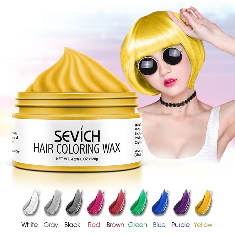 Sevich 10 colors Hair color wax Strong And Hold Unisex Hair Wax Black Color Hair Clay Temporary Hair Dye For Hair Styling