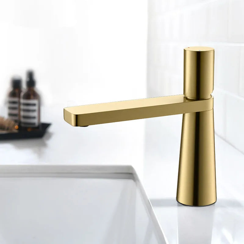 Tuqiu Brushed Gold Basin Faucet Brass Bathroom Faucet Mixer Tap Wash basin Faucet Rose Gold Hot and Cold Lavotory Faucet