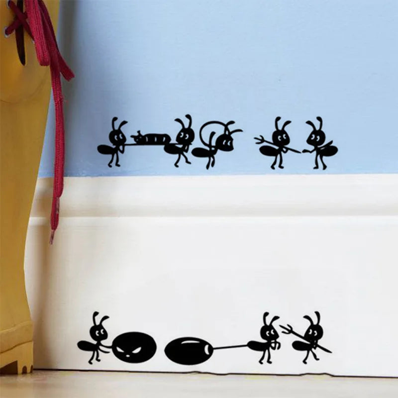 Cartoon Black Ants Move Wall Sticker for children's Rooms Home Decor Glass Windows Decoration Poster Mural Art Decals Stickers